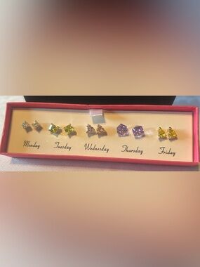 Weekday Multi-Color Crystal Stud Earring Set - Unbranded